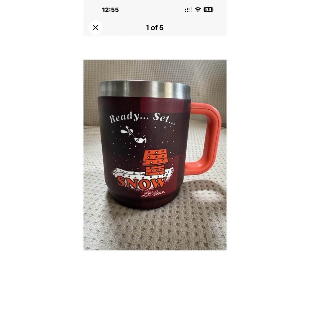 L.L. Bean x Peanuts Snoopy "Ready...Set... Snow..." 14 oz Camp Mug New